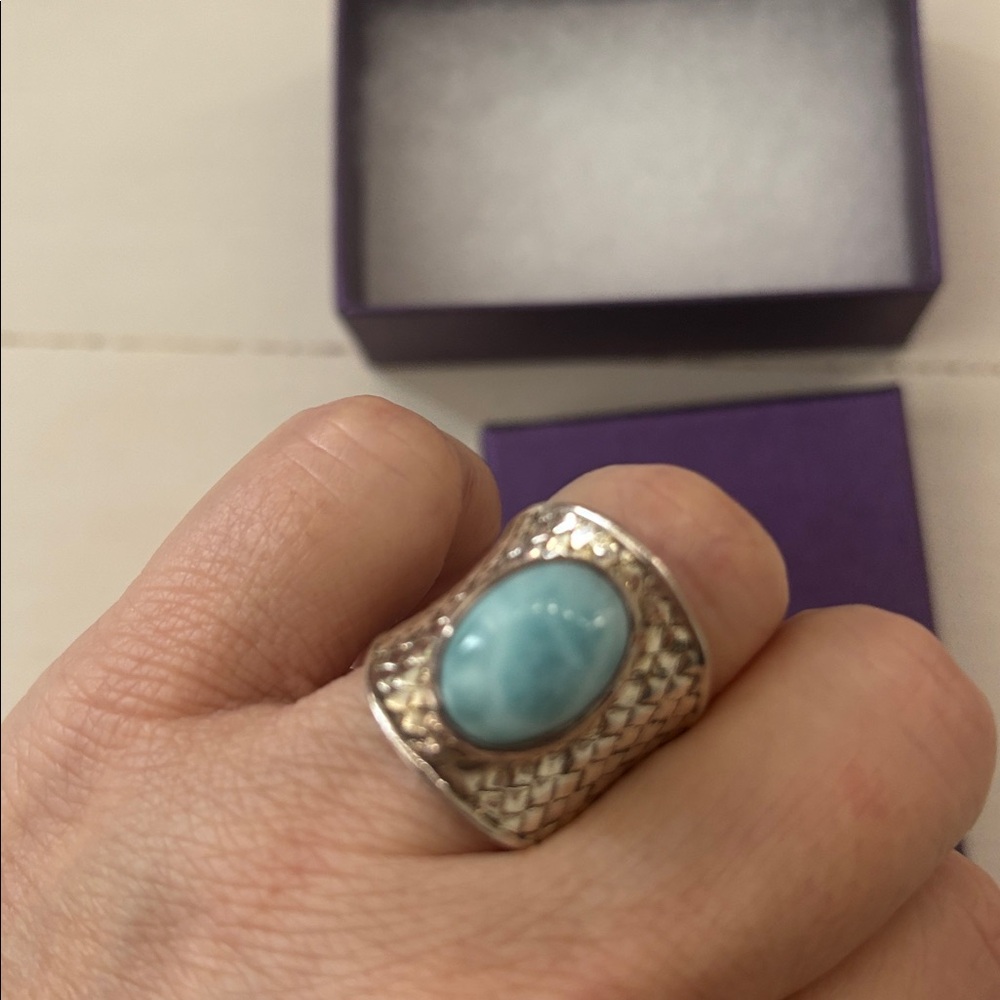 Himalayan Gems larimar sterling gemstone silver blue ring size 6 gemstone